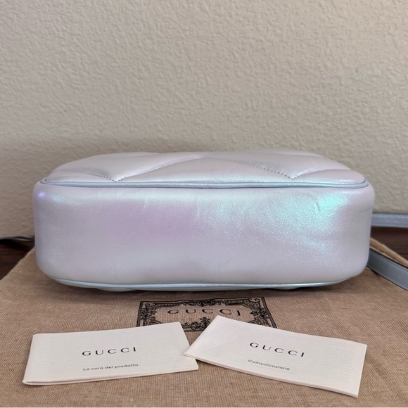 ❌SOLD❌NEW GUCCI GG Marmont Limited Edition Iridescent Quilted Leather Crossbody - Picture 7 of 8